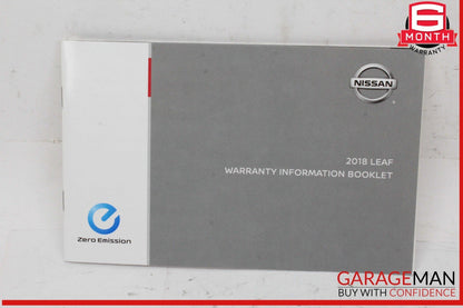 18 Nissan Leaf Owner Owner's Operator Manual Maintenance Guide Booklet w/ Case