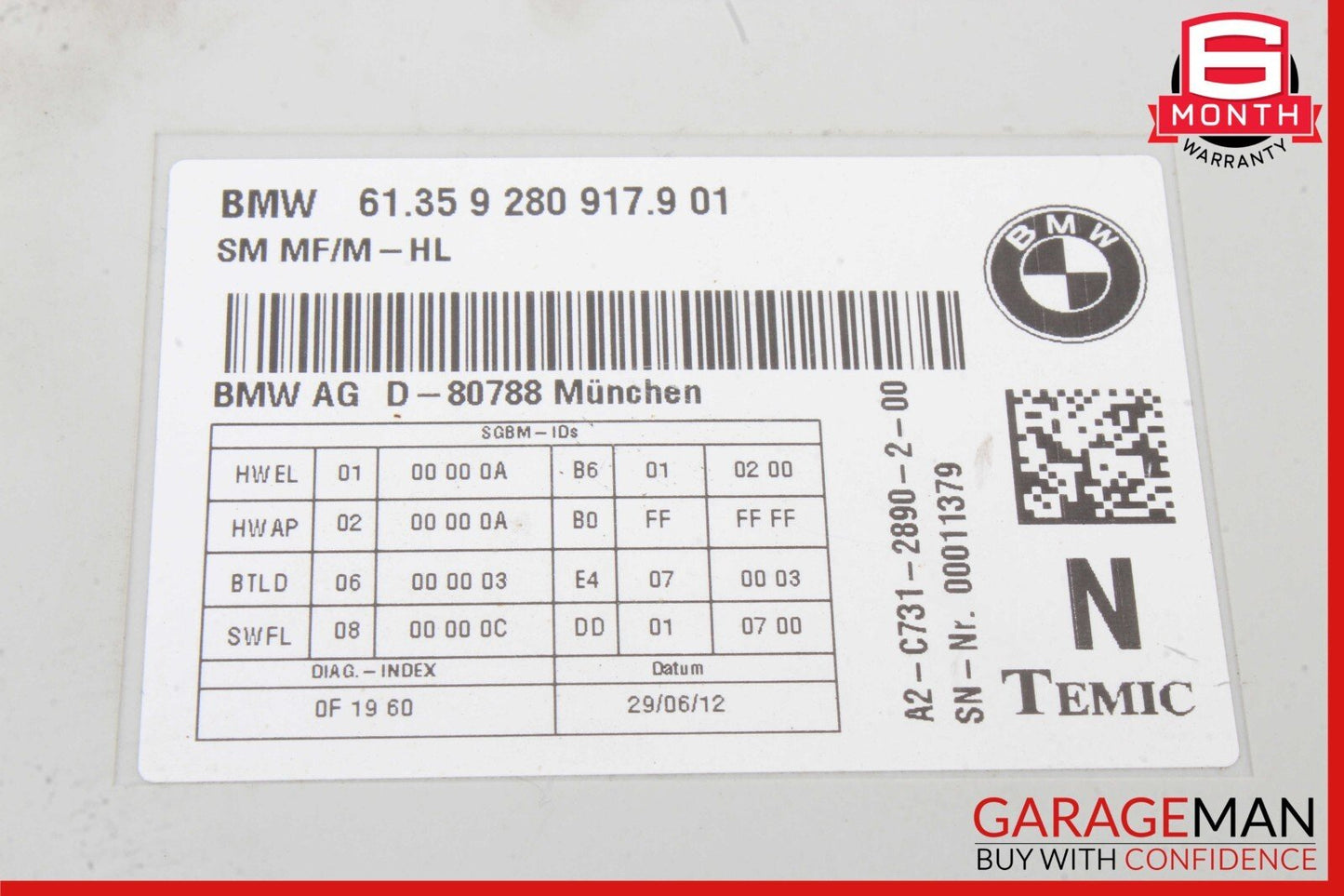 11-16 BMW 528i 535i 550i Front Left / Front Right Seat Control Module
