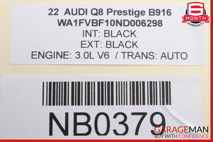 19-23 Audi Q8 Front / Rear Right Passenger Side Door Window Regulator Motor OEM