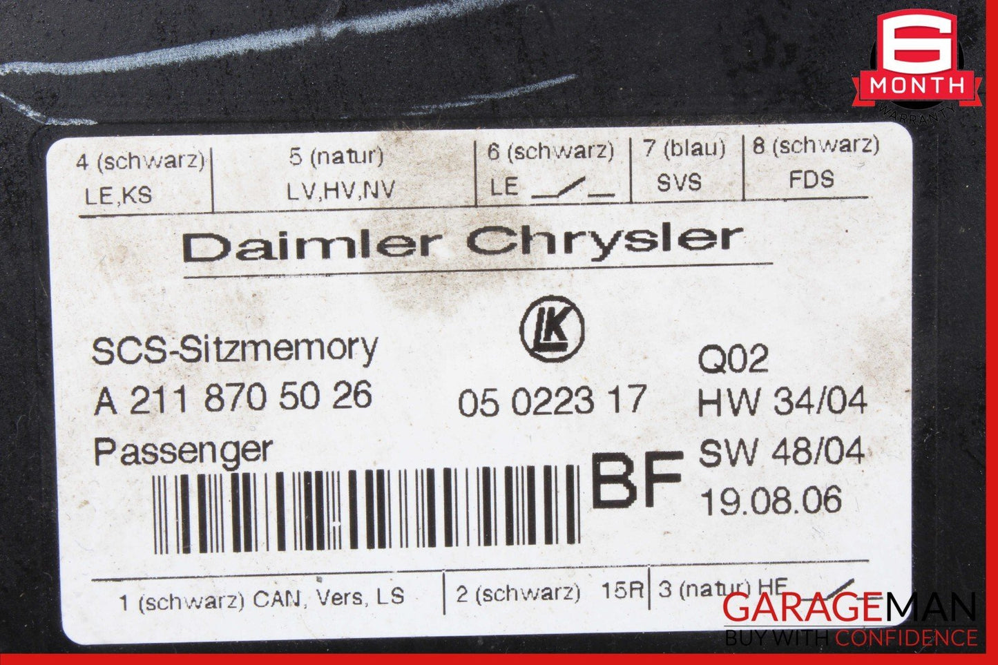 03-13 Mercedes X164 GL450 4MATIC Seat Control Module Front Left 2118705026 OEM