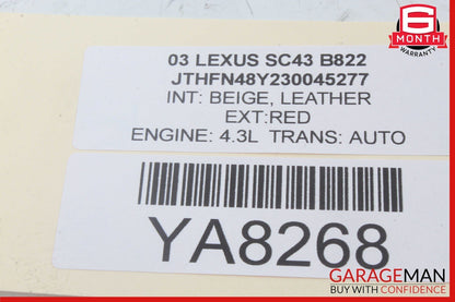 02-10 Lexus SC430 Front Left Driver Side Door Control Module OEM