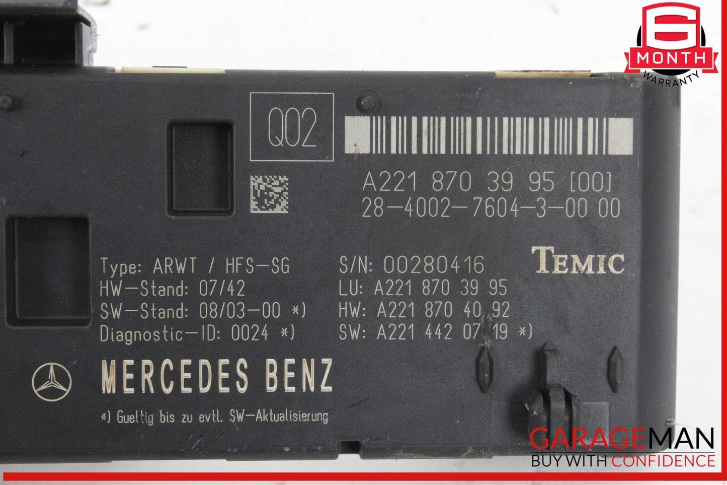 07-14 Mercedes W221 S400 Hybrid Trunk Release Remote Open Close Module Unit OEM