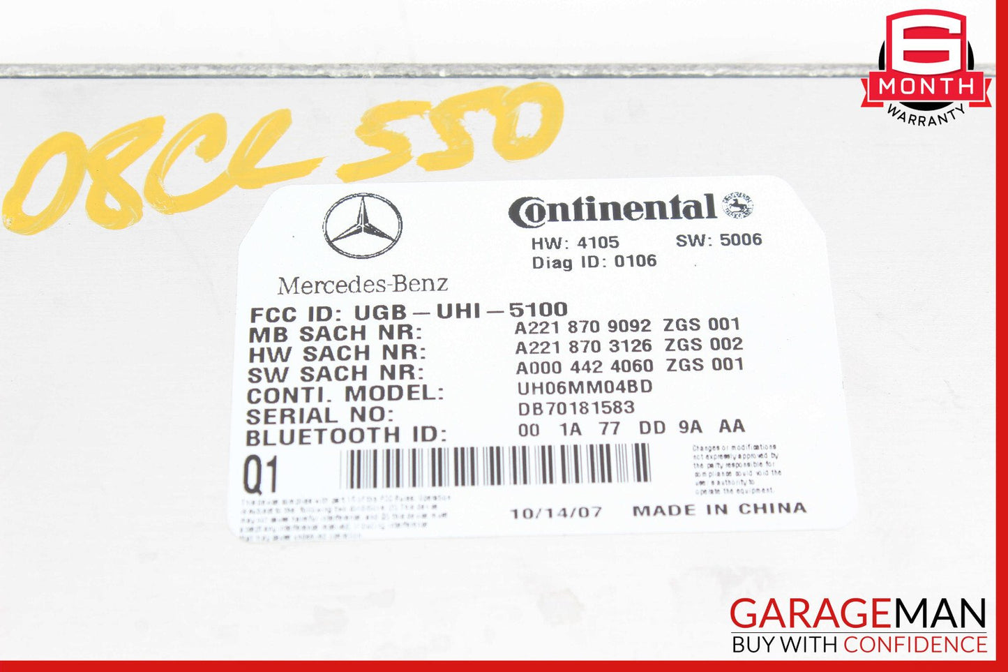 07-09 Mercedes W216 CL550 CL600 S63 AMG Bluetooth Communication Module OEM