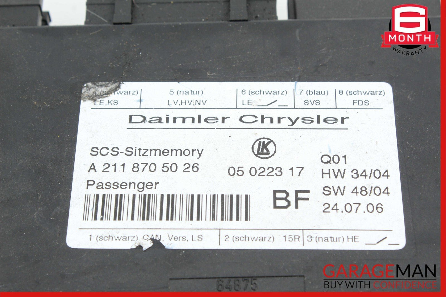 03-12 Mercedes X164 GL450 CLS550 CLS63 AMG Front Right Seat Control Module Unit
