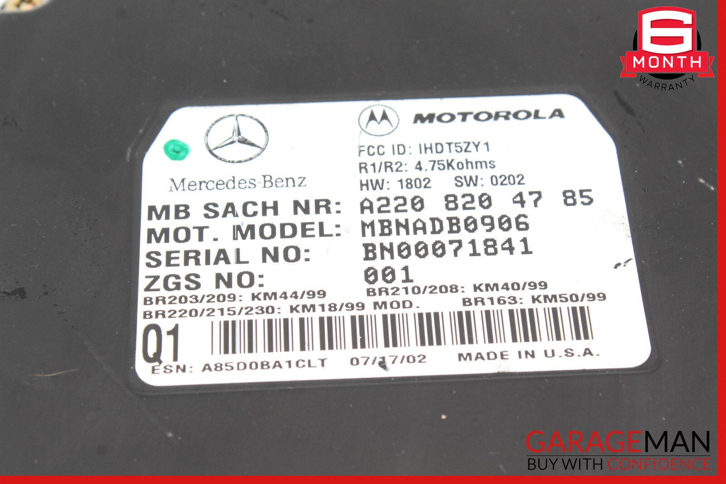 00-06 Mercedes R230 SL500 CLK55 AMG Voice Command Control Module 2208204785 OEM