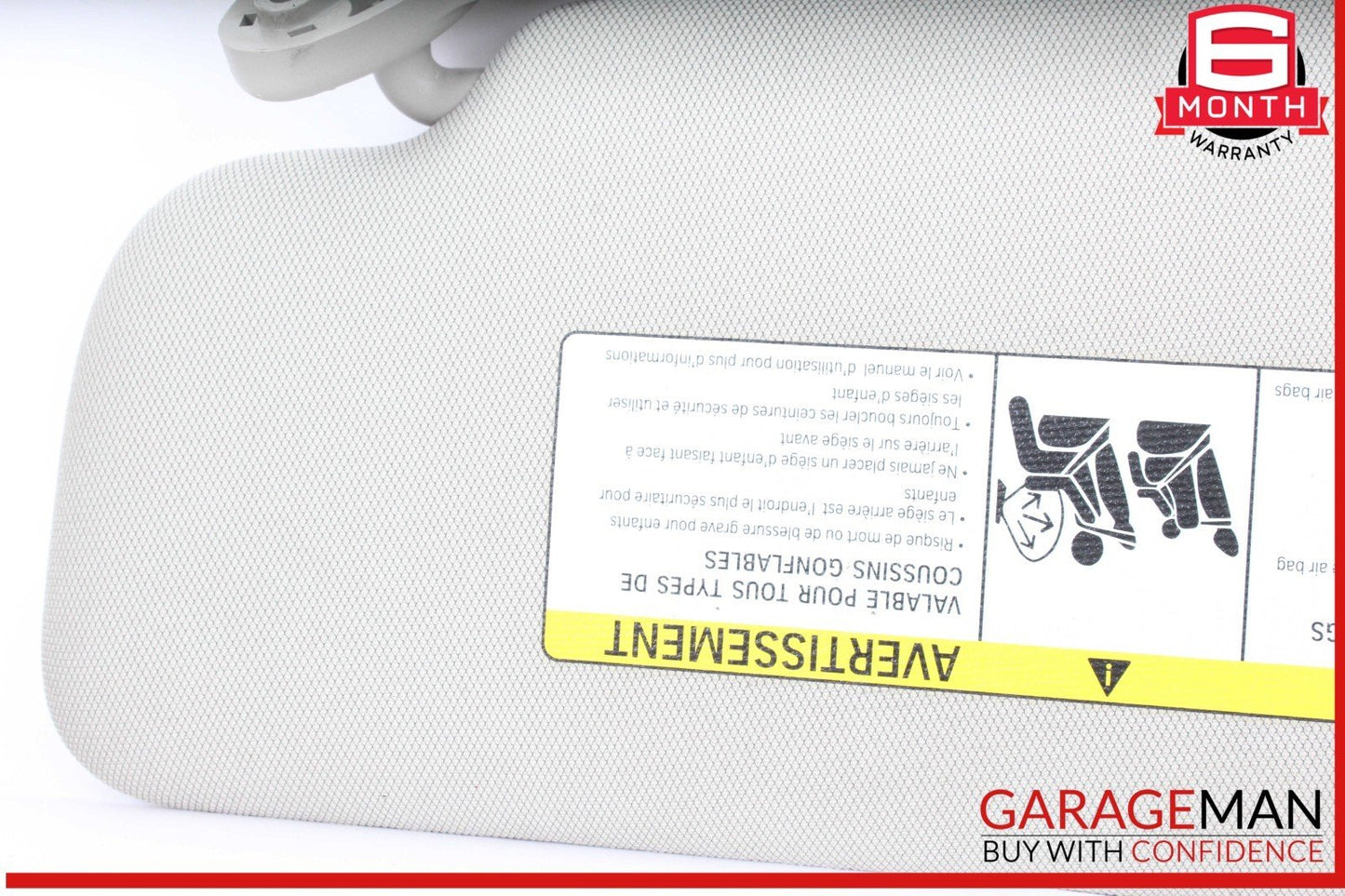14-21 BMW i3 I01 Hybrid Front Right Passenger Side Sun Visor Sunvisor Gray OEM