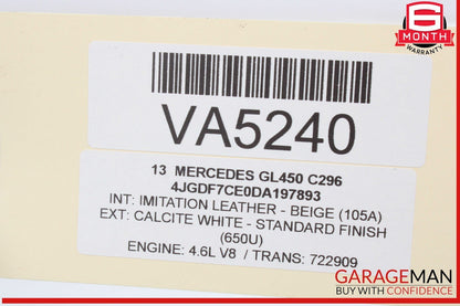 11-20 Mercedes X166 GL450 Right Side Turbocharger Air Intake Duct Tube OEM