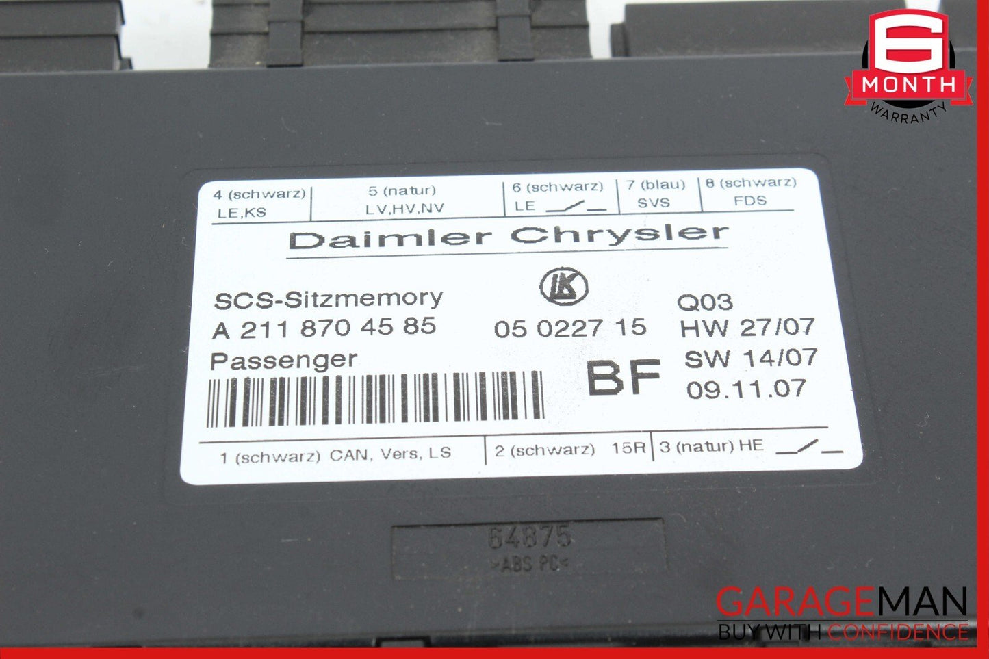 03-12 Mercedes GL500 GL450 CLS550 E350 Front Right Seat Control Module Unit