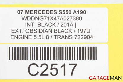 07-09 Mercedes W221 S550 S600 Front Left Side Mirror Door Rear View Black OEM