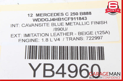 12-15 Mercedes W204 C250 C350 Coupe Front Right Side Door Control Module Unit