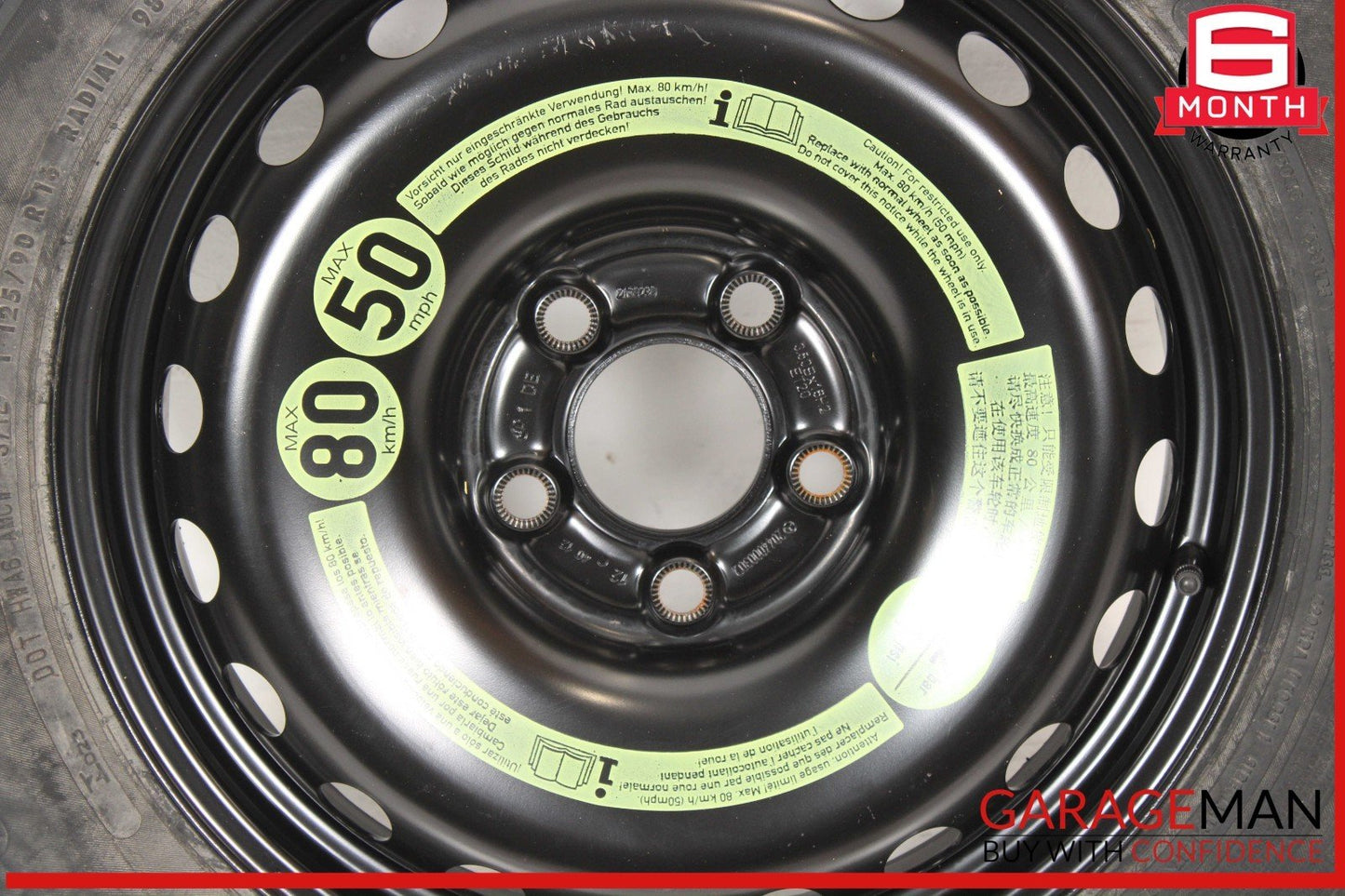08-14 Mercedes W204 C250 C300 Emergency Spare Tire Donut Wheel Rim 125 90 16"