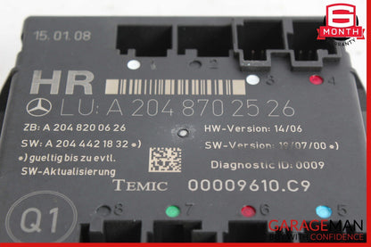 08-18 Mercedes W204 C300 GLK350 C250 Rear Right Side Door Control Module OEM