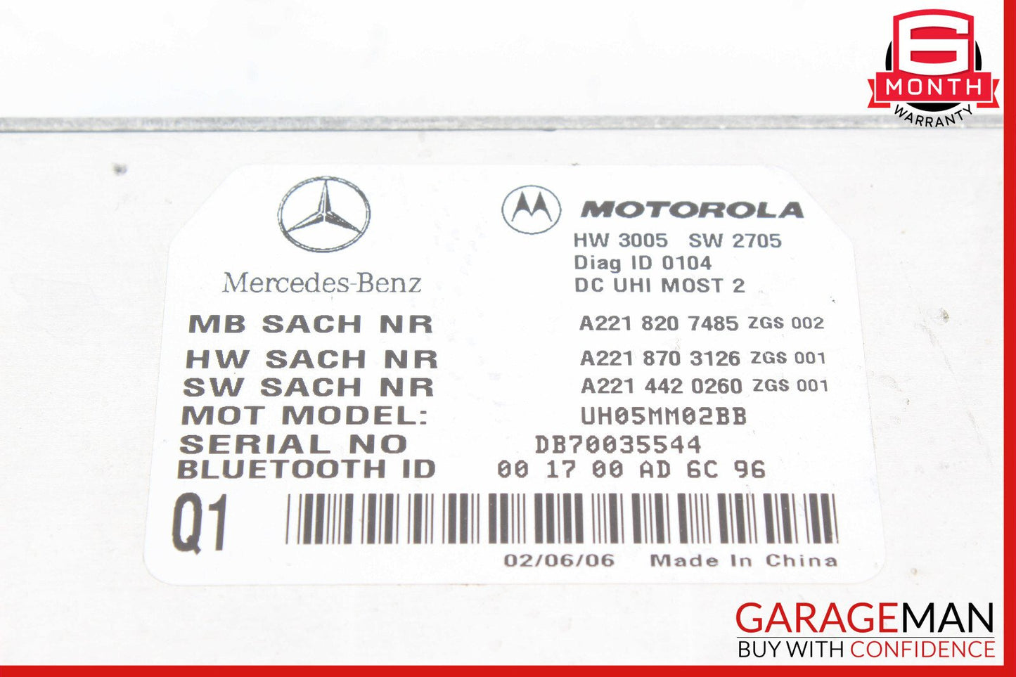 07-13 Mercedes W221 S550 S600 S63 AMG Bluetooth Control Module 2218207485 OEM