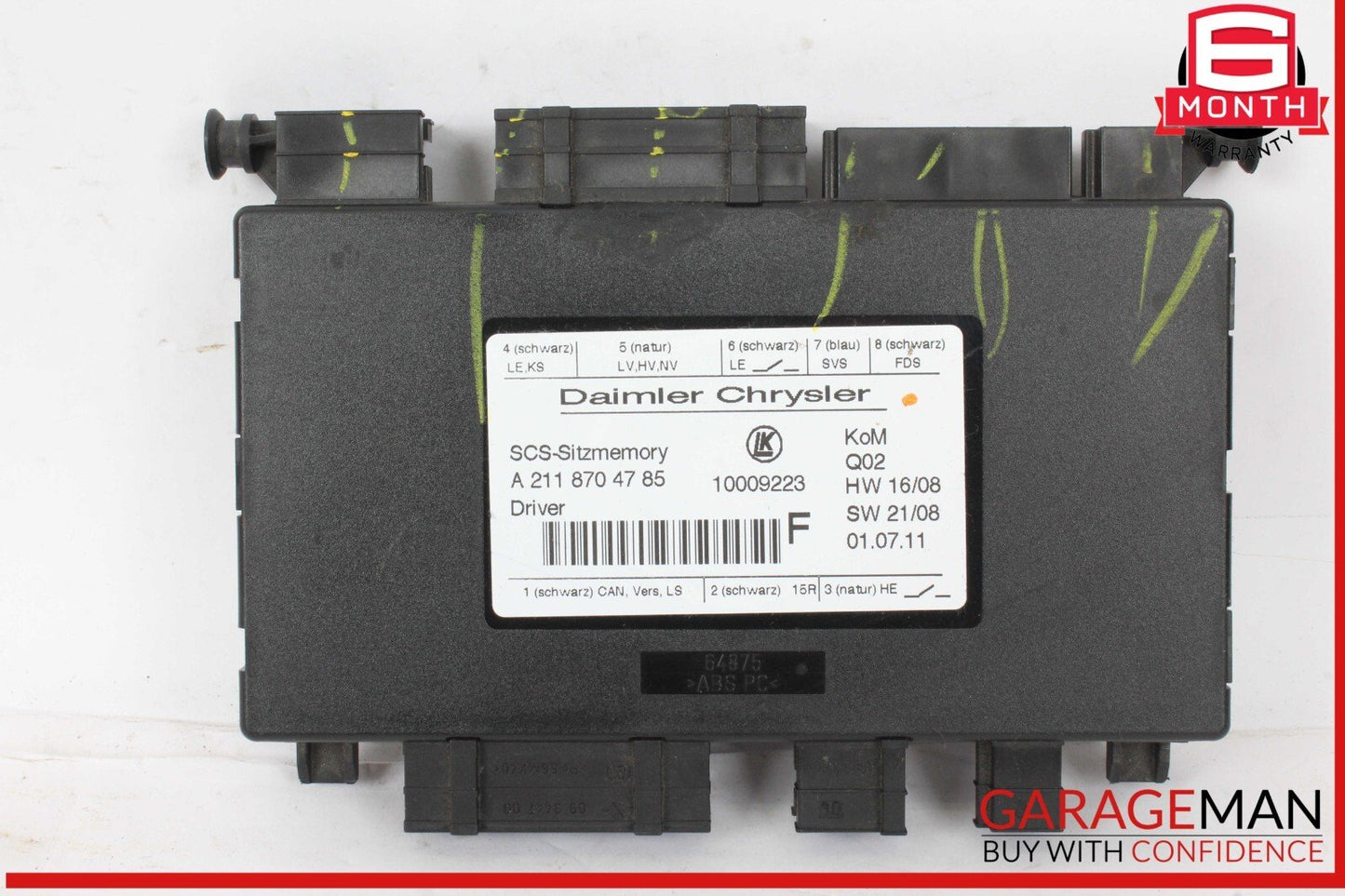 03-12 Mercedes X164 GL450 4MATIC Front Left Side Seat Control Module Unit