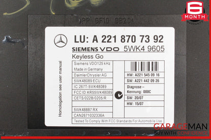 07-13 Mercedes W221 S400 Hybrid Door Keyless Go Control Module 2218707392 OEM