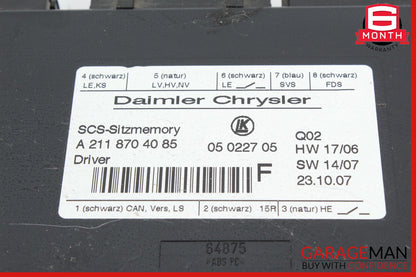 03-12 Mercedes X164 GL450 ML63 R350 SLK350 Seat Control Module Left Side OEM