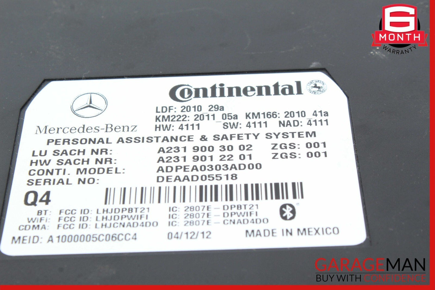10-16 Mercedes C250 E350 C300 C350 Tele Aid Control Module Unit