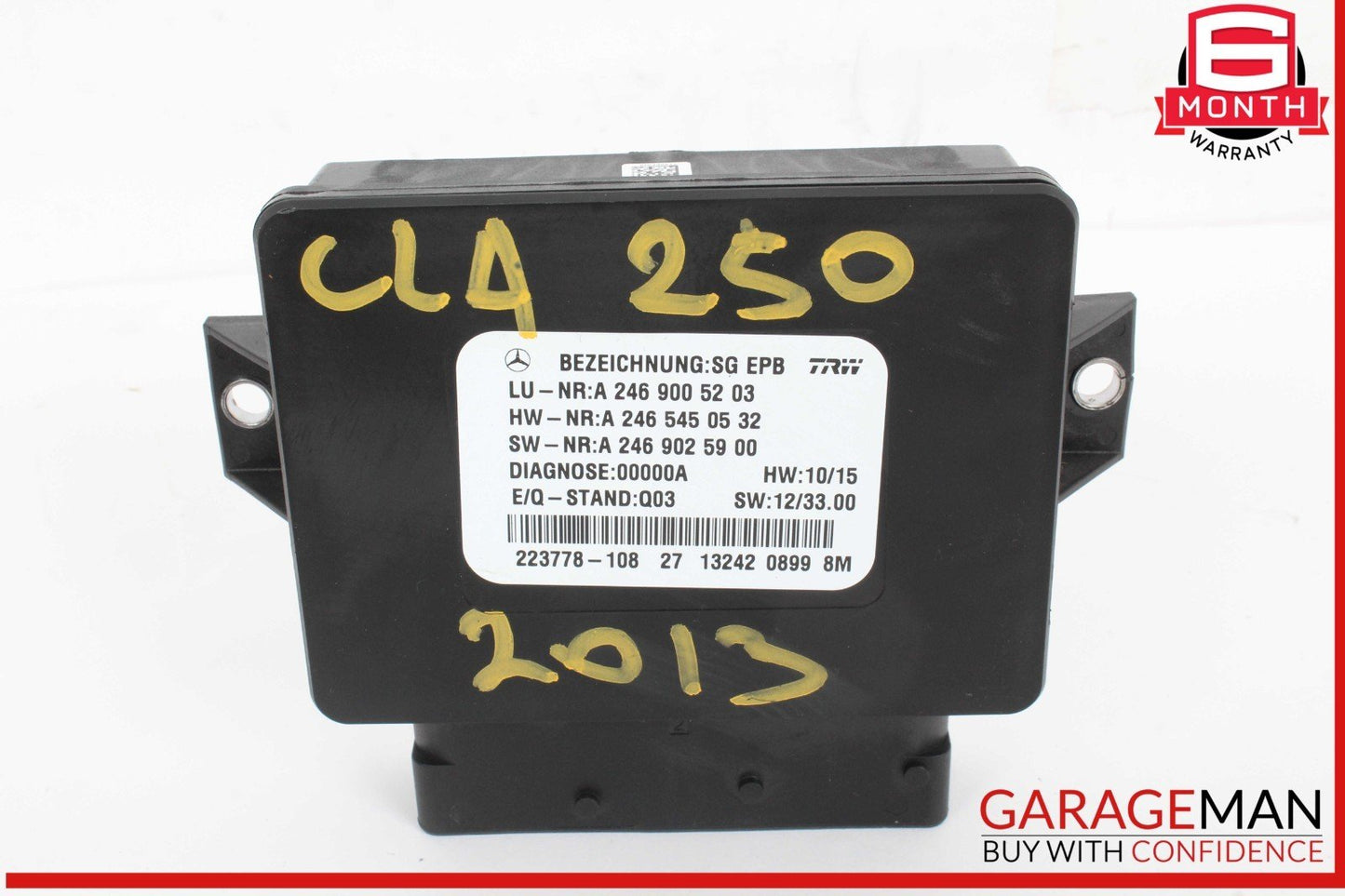 14-18 Mercedes W117 CLA250 Parking Brake Electronic Computer Control Module Unit