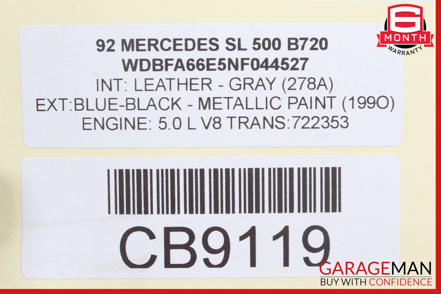 90-02 Mercedes R129 500SL M119 Gas Electronic Actuator OEM