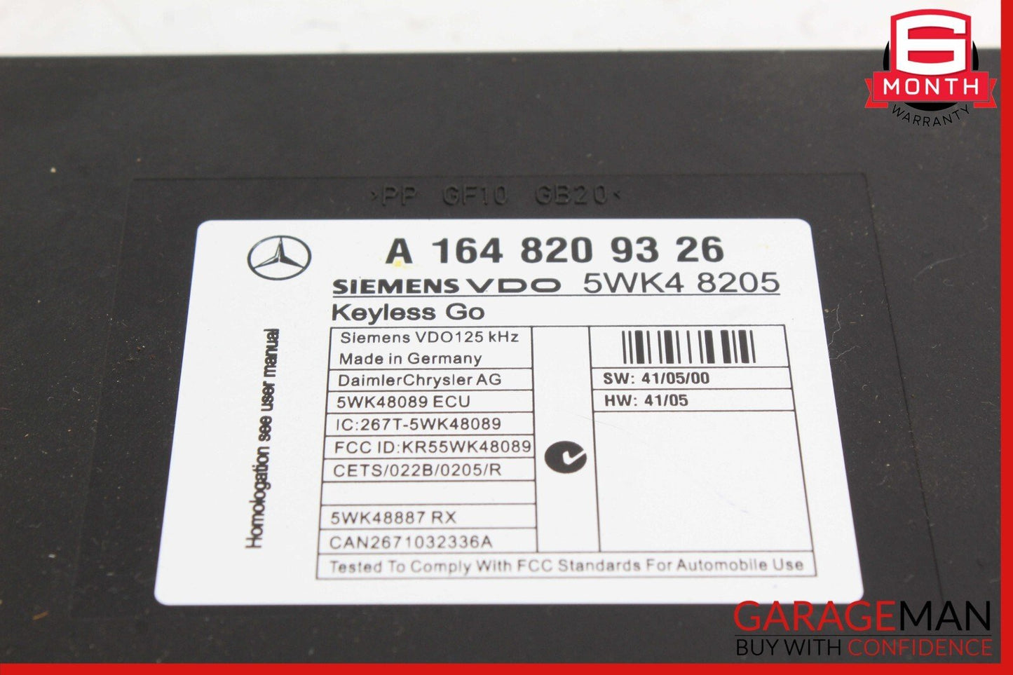 06-12 Mercedes X164 GL450 GL550 ML350 Keyless Go Control Module 1648206285 OEM