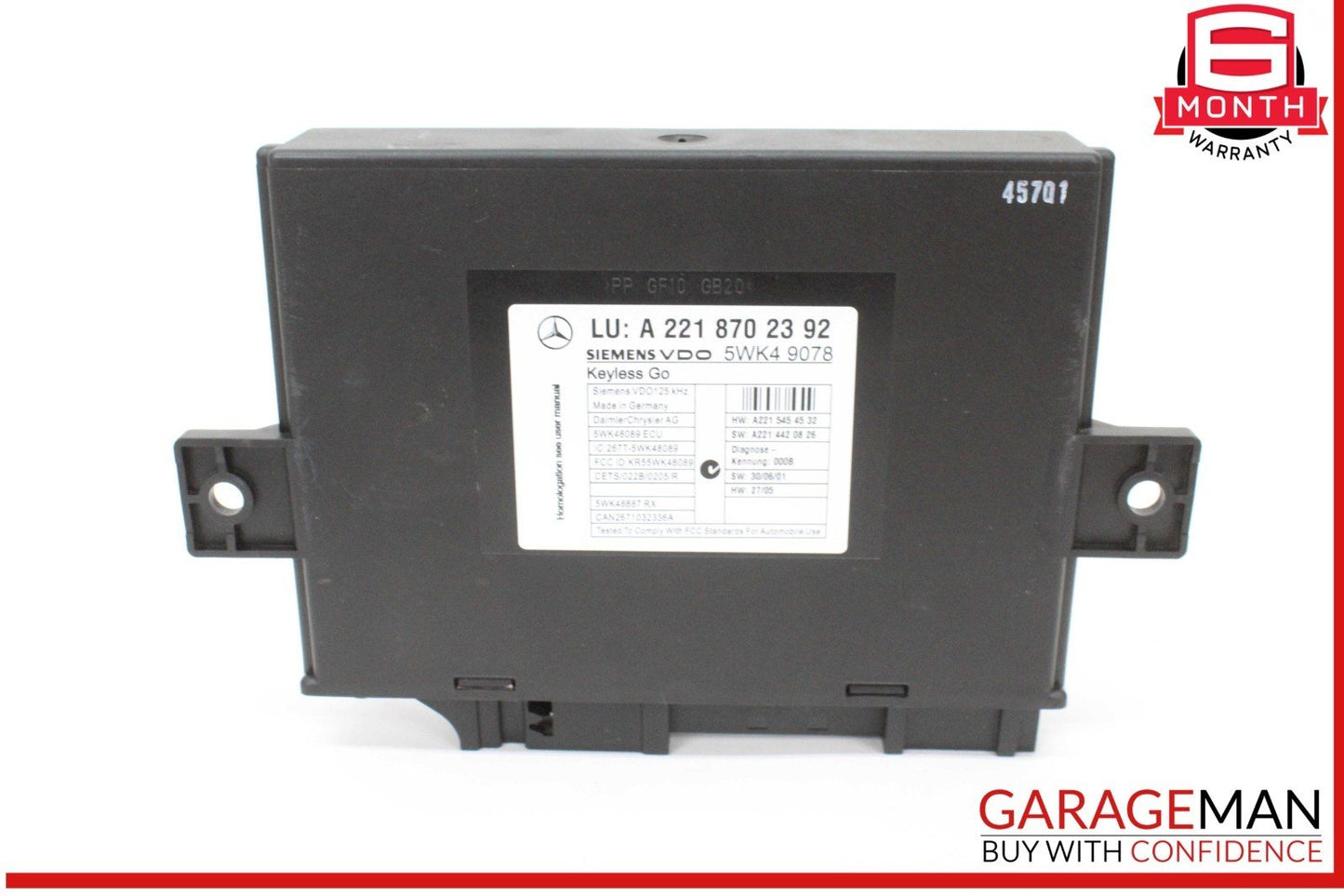 07-10 Mercedes W216 CL550 S400 Keyless Go Control Module Unit 2218702392 OEM