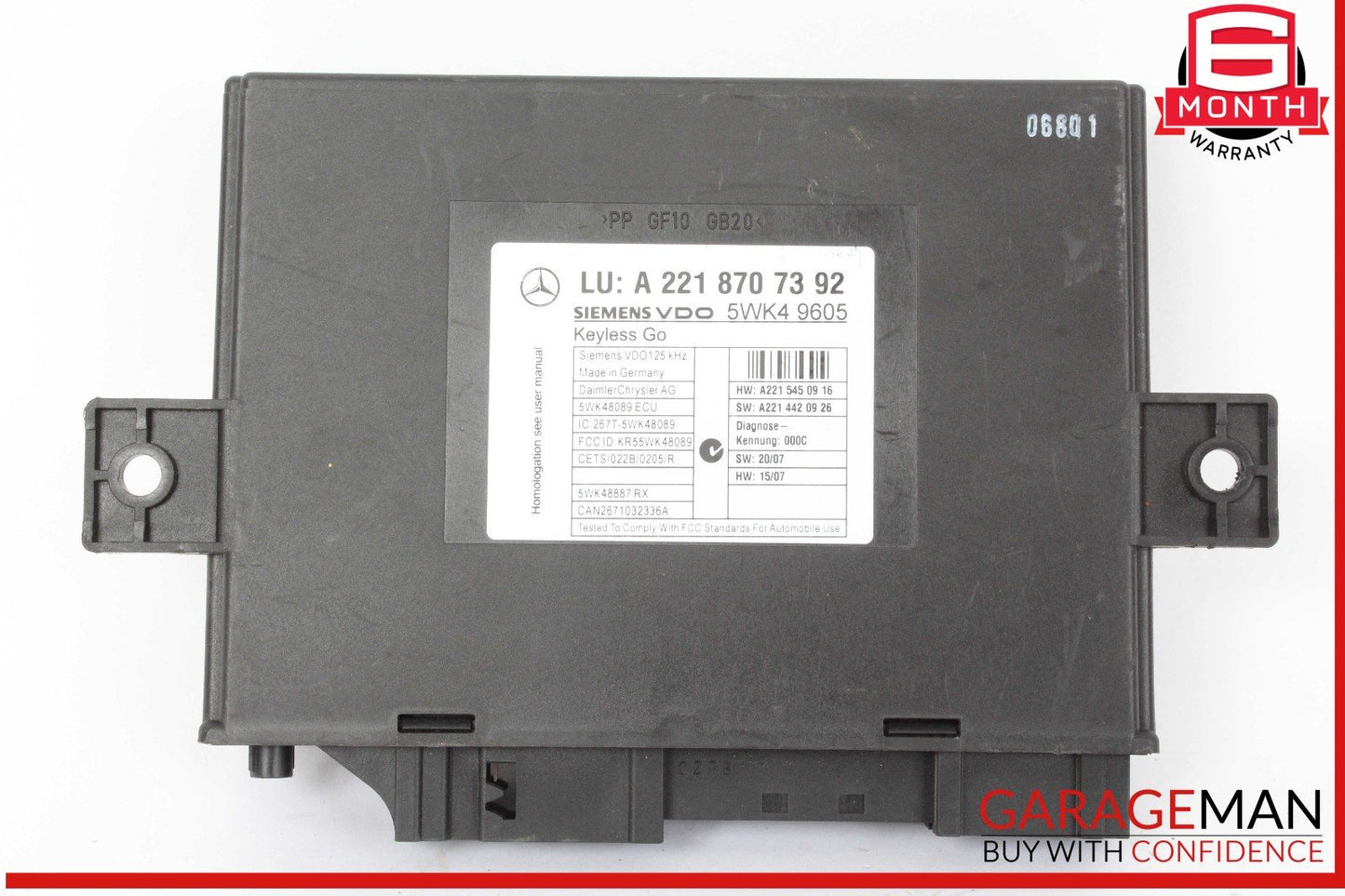 07-10 Mercedes W221 S550 CL550  Keyless Go Control Module 2218702392 OEM