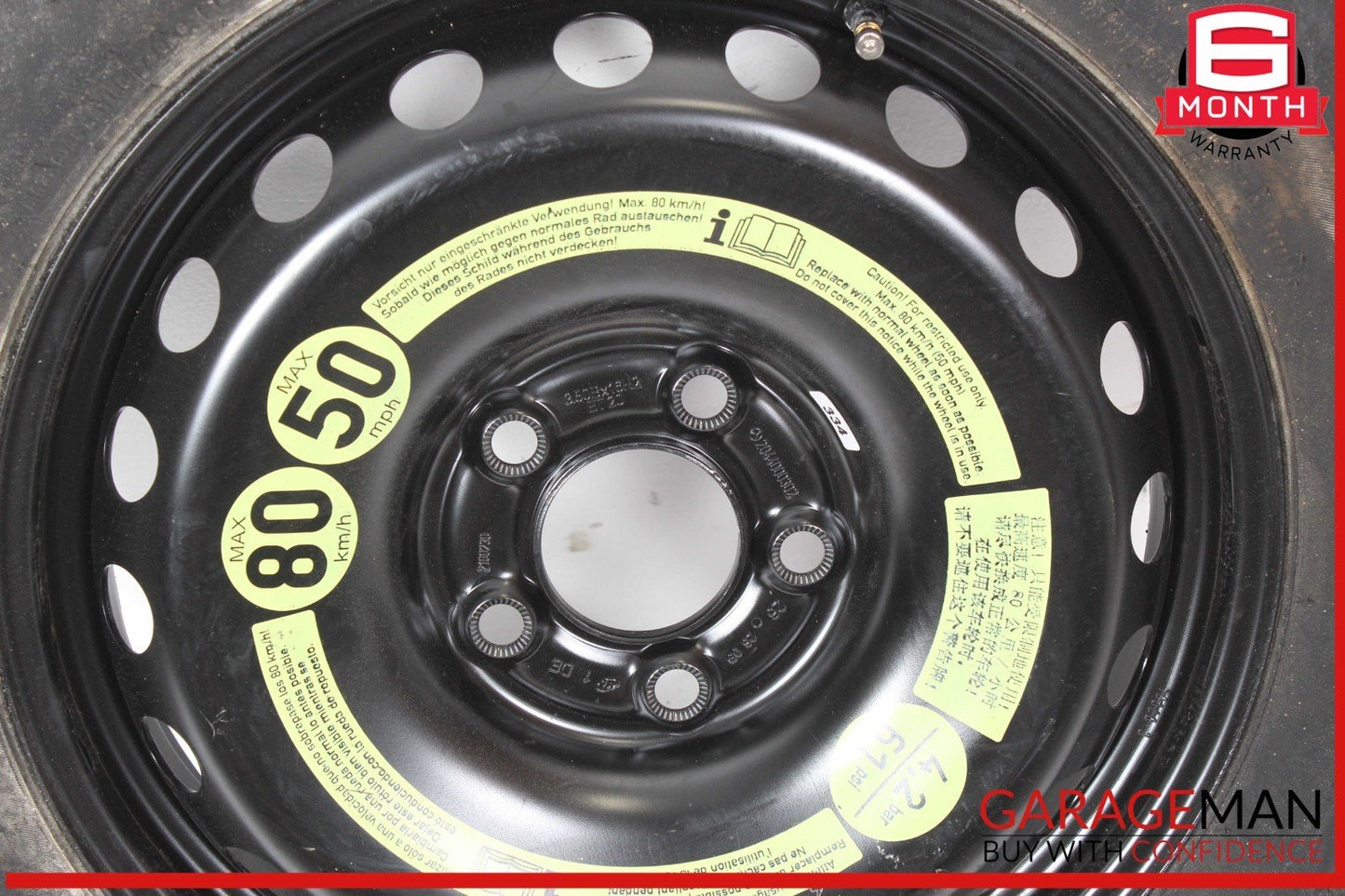 08-14 Mercedes W204 C250 C300 Emergency Spare Tire Donut Wheel Rim 125 90 16"