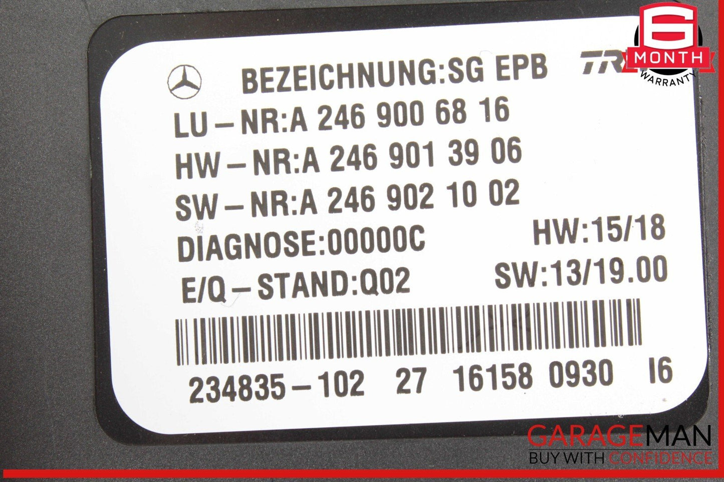 12-20 Mercedes X156 GLA250 Hand Parking Brake Control Module Unit OEM