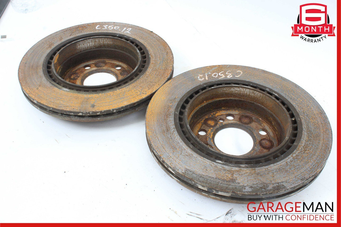 08-14 Mercedes W204 C250 C350 Rear Right & Left Brake Rotor Disc Set of 2 Solid
