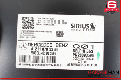 03-09 Mercedes W211 E350 GL450 Sirius Satellite Radio Receiver 2118703389 OEM