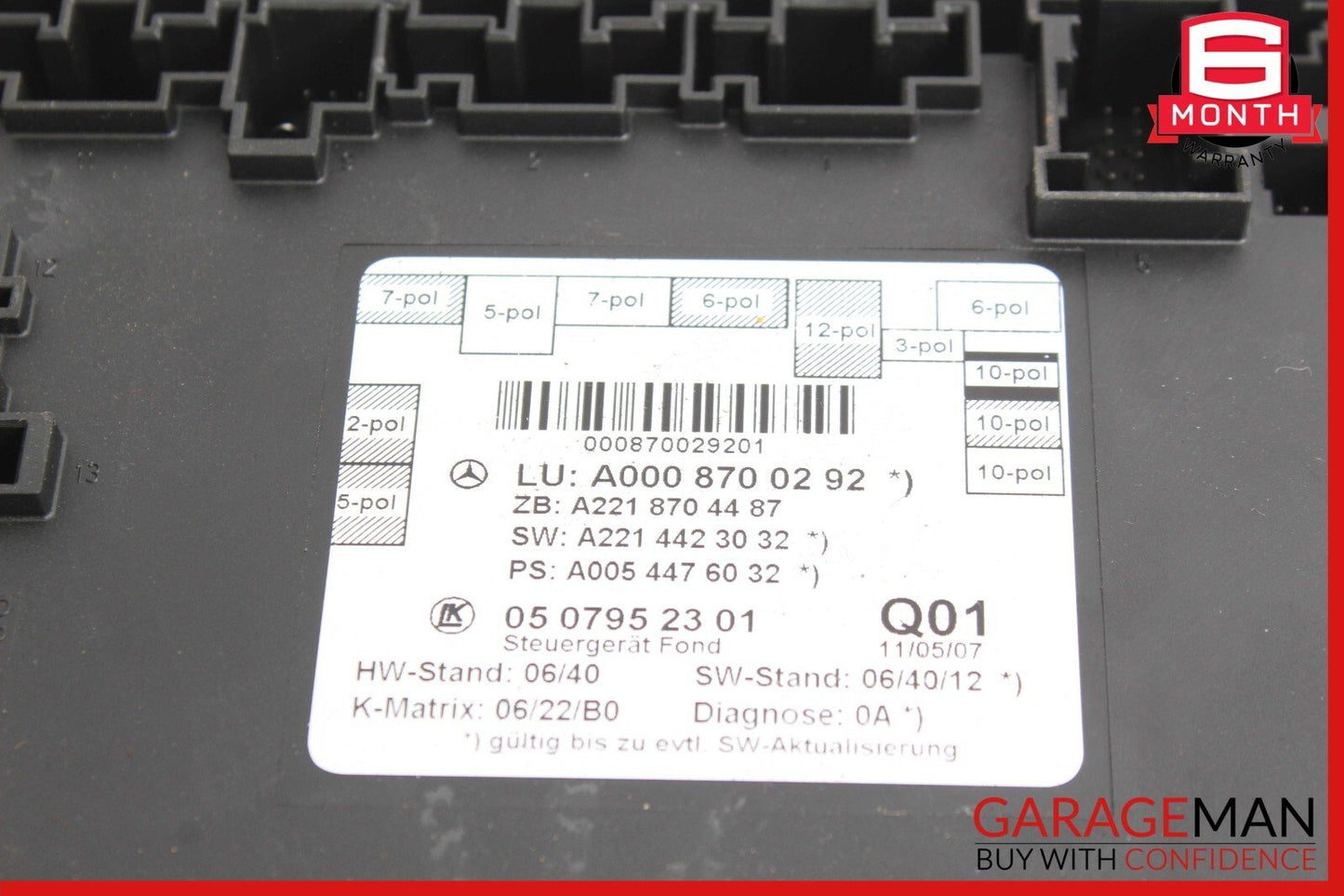 07-13 Mercedes W221 S550 S400 Rear Right / Left Side Door Controller Module Unit
