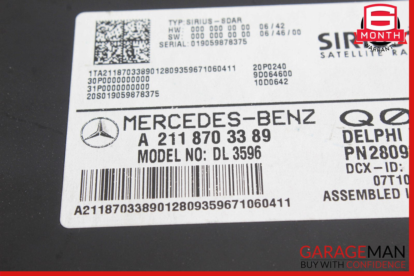 03-11 Mercedes W219 CLS550 SLK280 Sirius Satellite Radio Receiver Module Unit