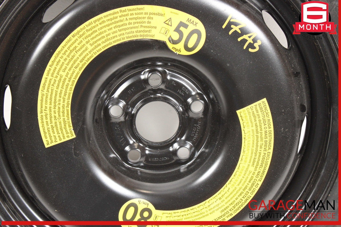 15-20 Audi A3 Emergency Spare Tire Wheel T125/70 R18 OEM