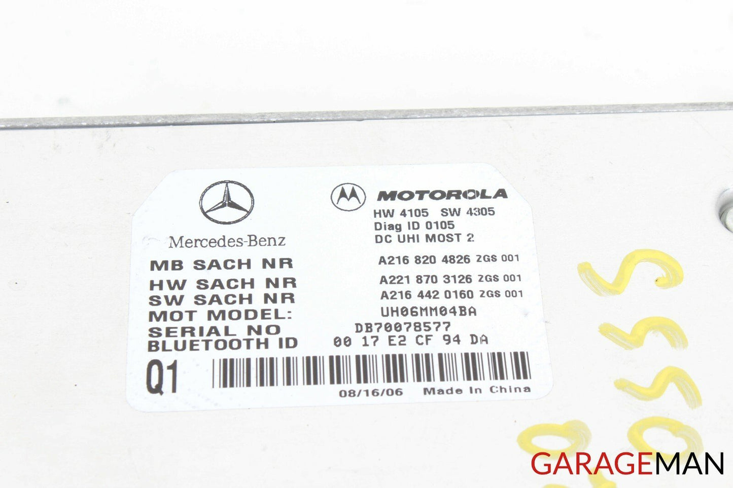 07-09 MERCEDES W221 S550 S600 S63 AMG BLUETOOTH CONTROL MODULE Q1 OEM