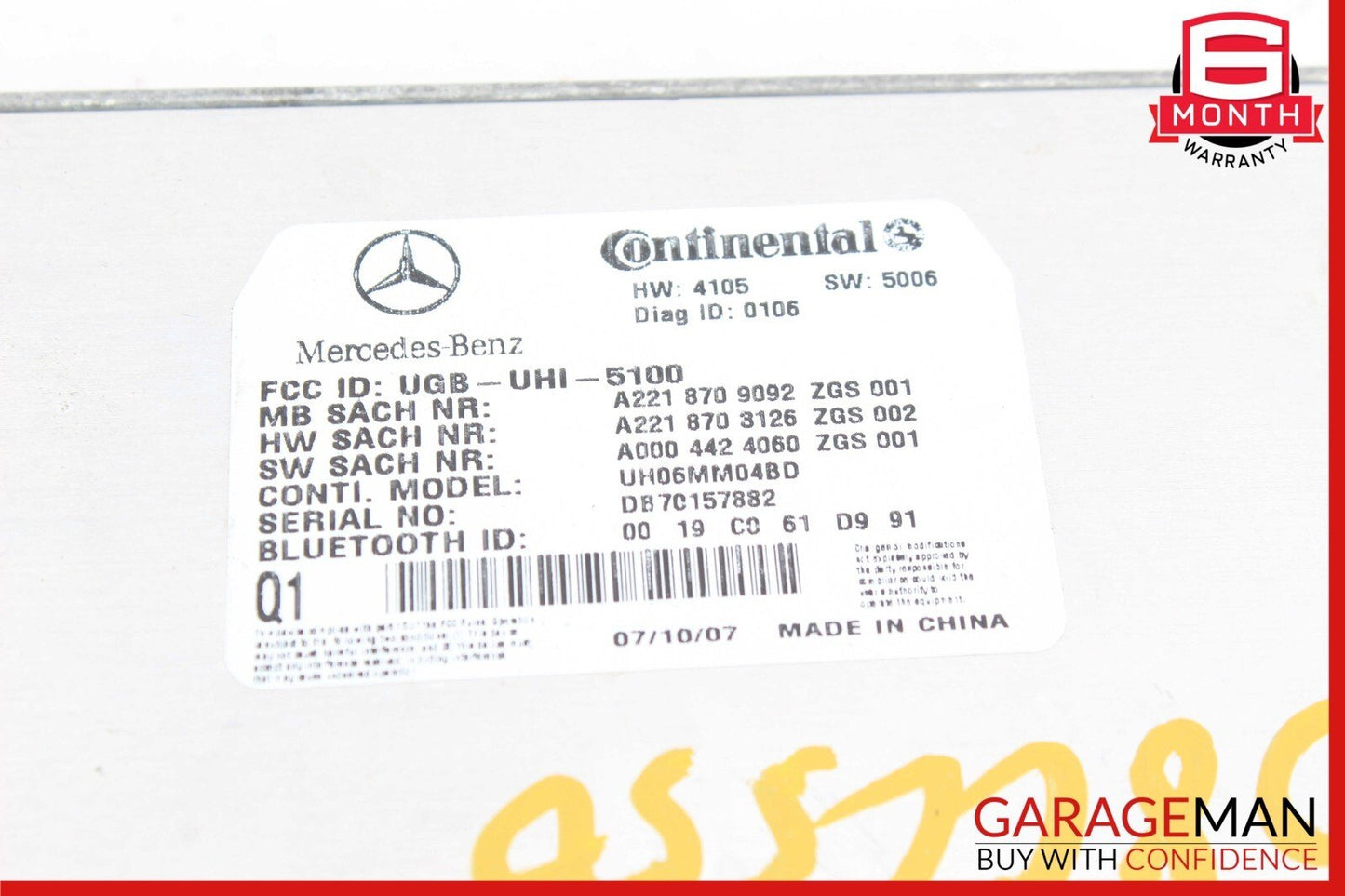 07-10 Mercedes W216 CL550 CL500 S550 Bluetooth Communication Module Unit OEM