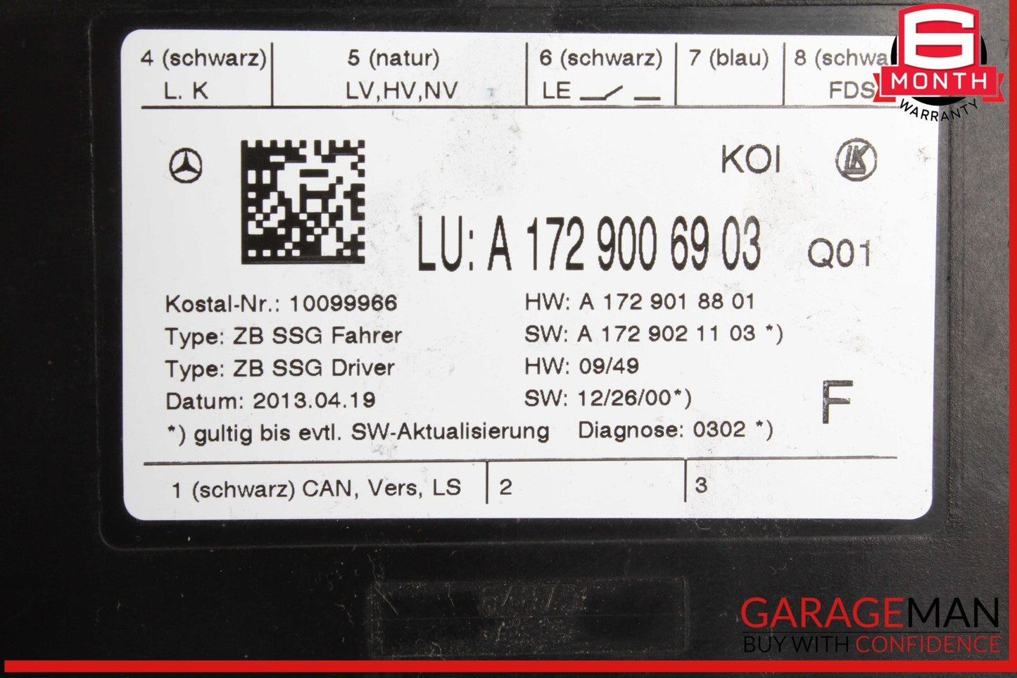 08-18 Mercedes W204 C250 SLK250 Front Left Driver Side Seat Control Module Unit