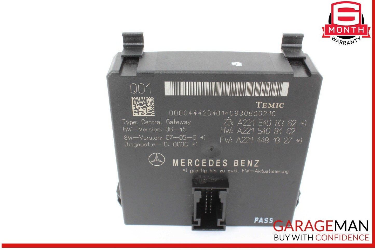 07-14 Mercedes W221 S550 S400 Central Gateway Control Module Unit 2215408362 OEM