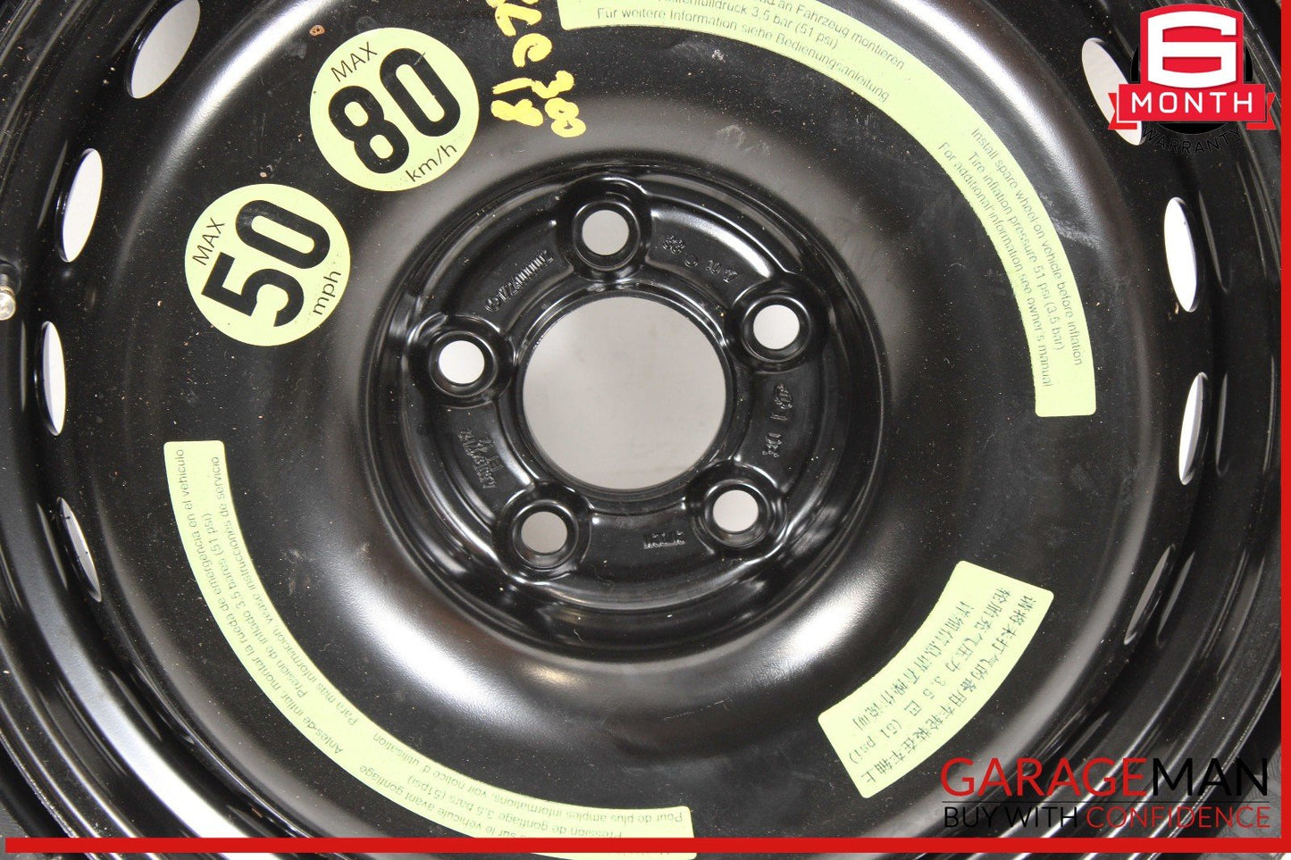 12-20 Mercedes R172 SLK350 Emergency Spare Tire Wheel Donut Space Saver 4.5Bx17
