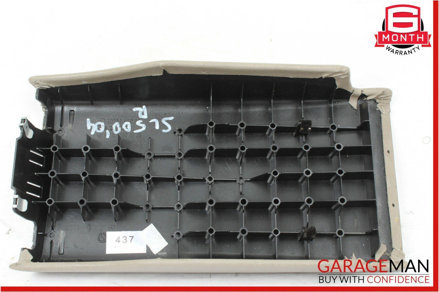 03-06 Mercedes R230 SL500 Rear Center Console Lid Cover Panel Leather Beige OEM
