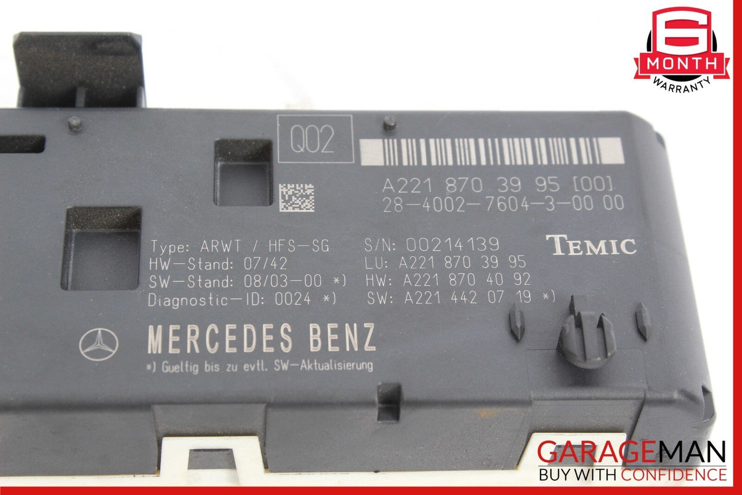 07-14 Mercedes W221 S400 CL550 Trunk Release Remote Open Close Module OEM