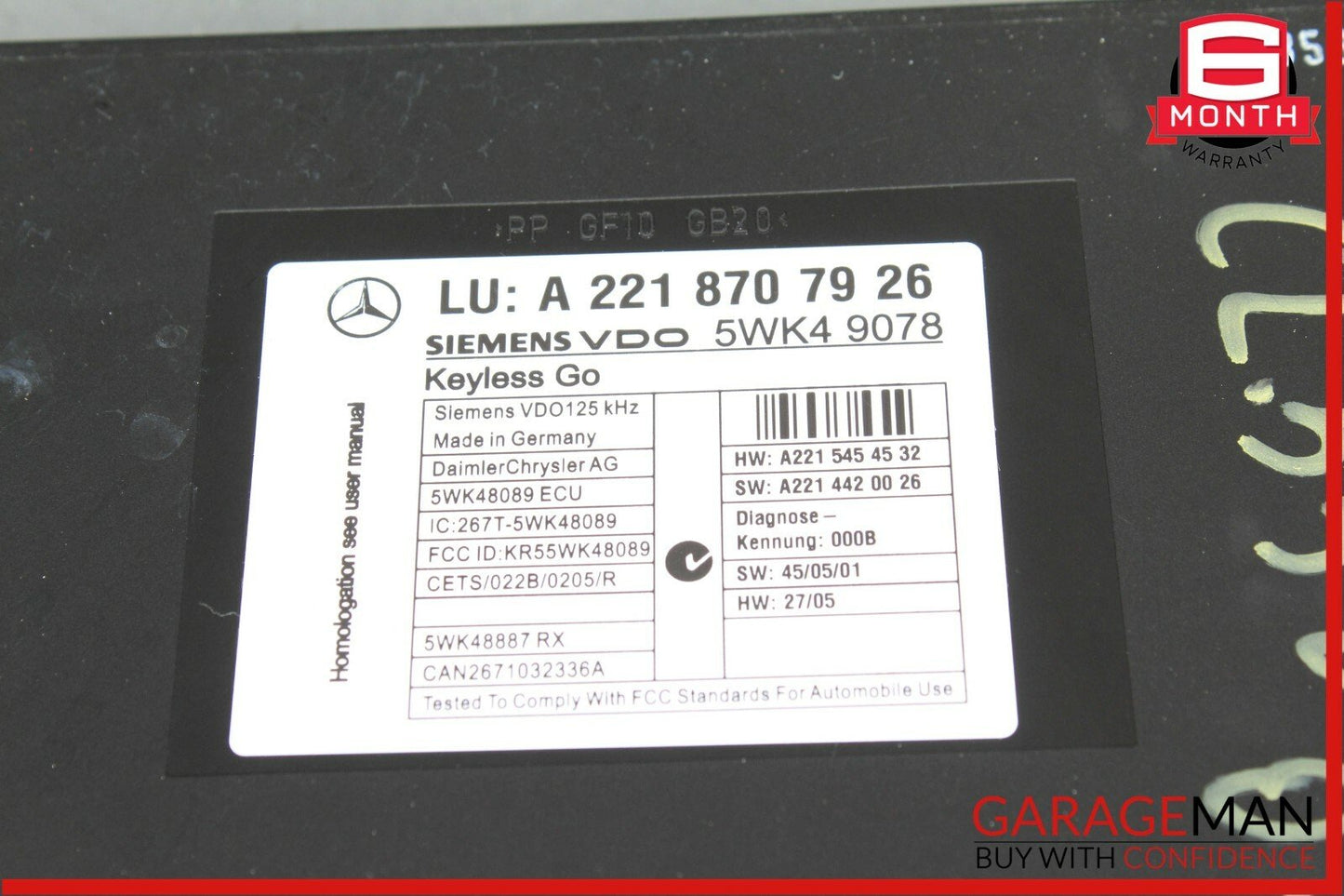 07-14 Mercedes W216 CL550 CL63 AMG S550 Keyless Go Control Module 2218707926 OEM