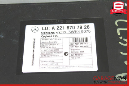 07-14 Mercedes W216 CL550 CL63 AMG S550 Keyless Go Control Module 2218707926 OEM