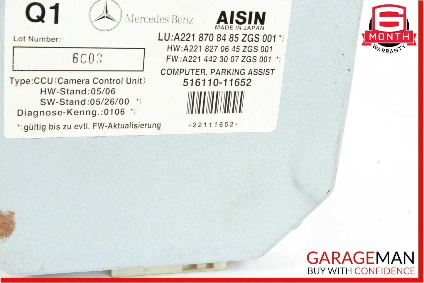 07-14 Mercedes W221 S550 CL550 Rear View Backup Camera Control Controller Module