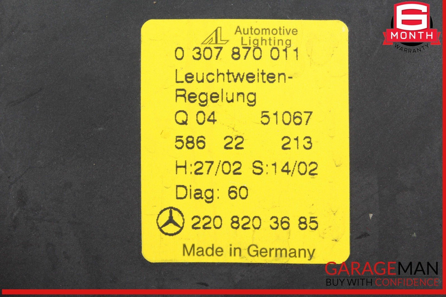 03-06 Mercedes W220 S500 S430 Headlight Head Light Lamp Control Module Unit