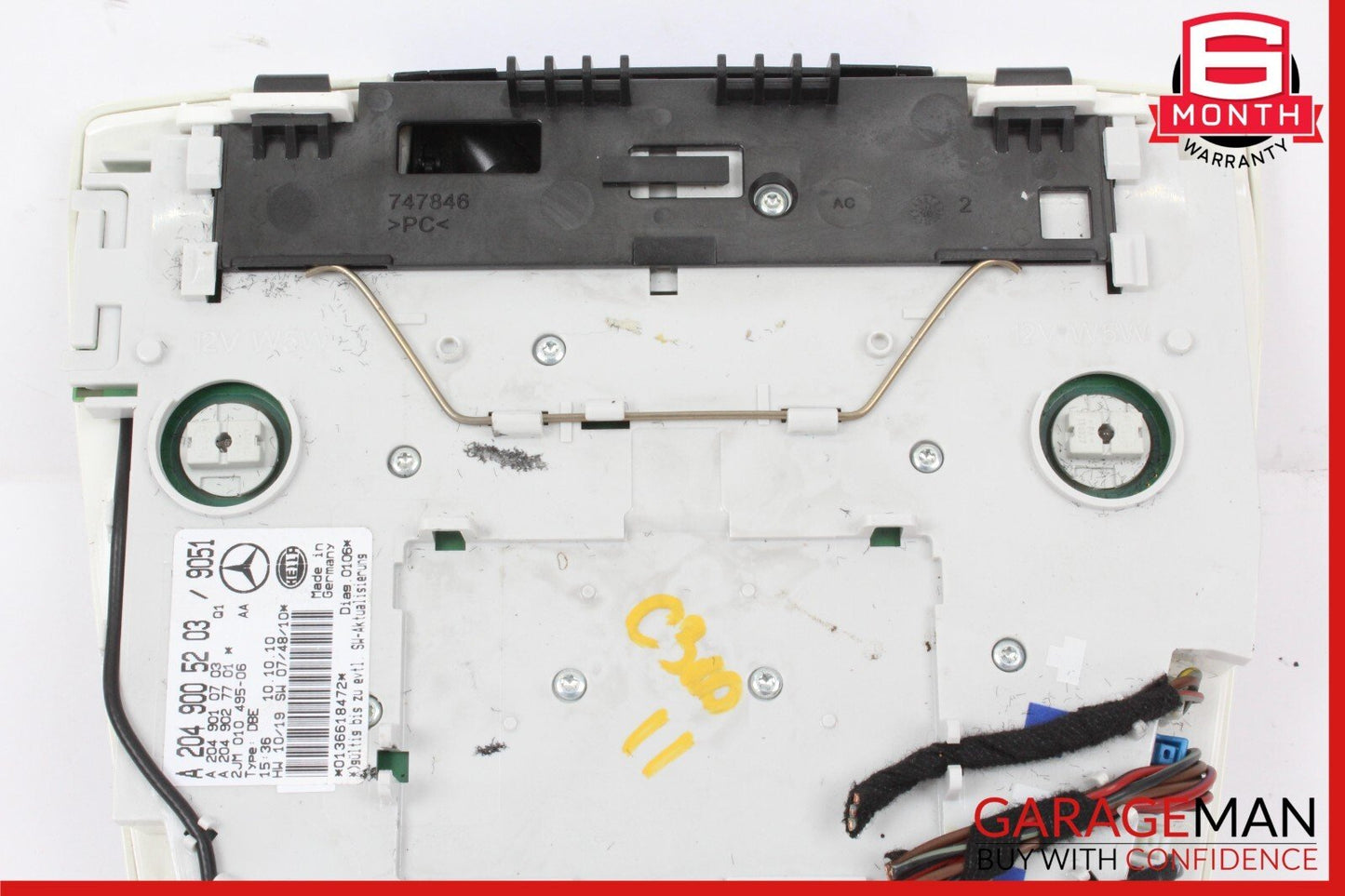 08-14 Mercedes W204 C300 4MATIC Overhead Dome Light Lamp Reading Map Black