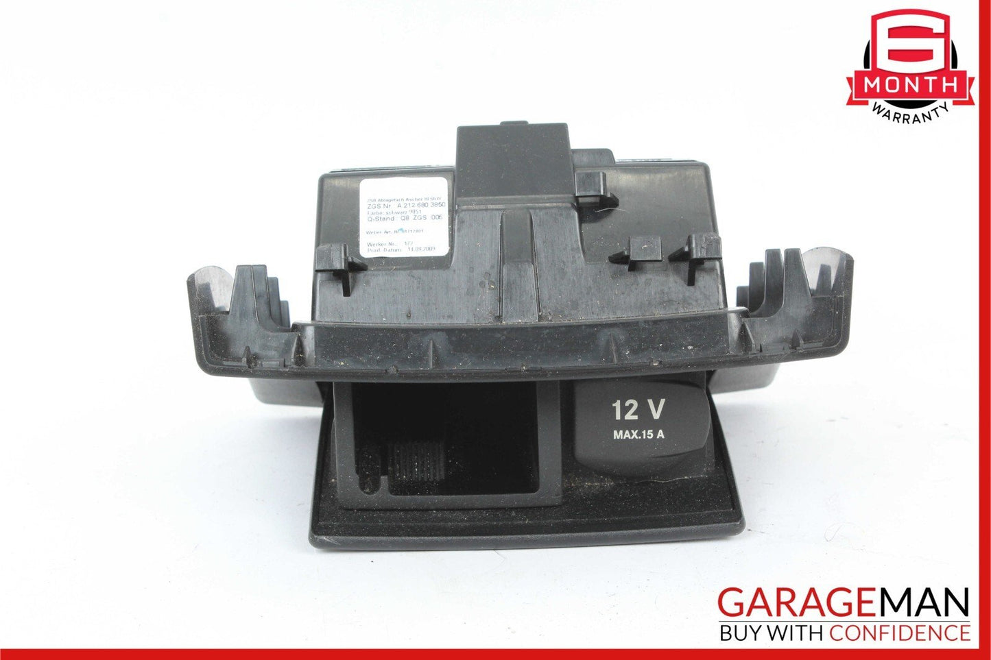 10-16 Mercedes W212 E350 E63 AMG Rear Center Console Ash Tray Compartment Black