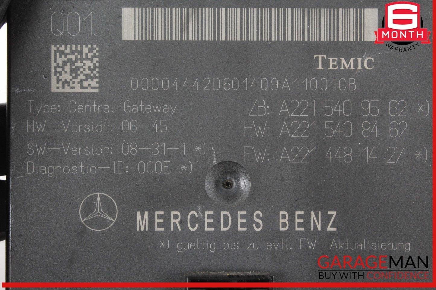 07-14 Mercedes W221 S400 Hybrid Central Gateway Control Module Unit OEM