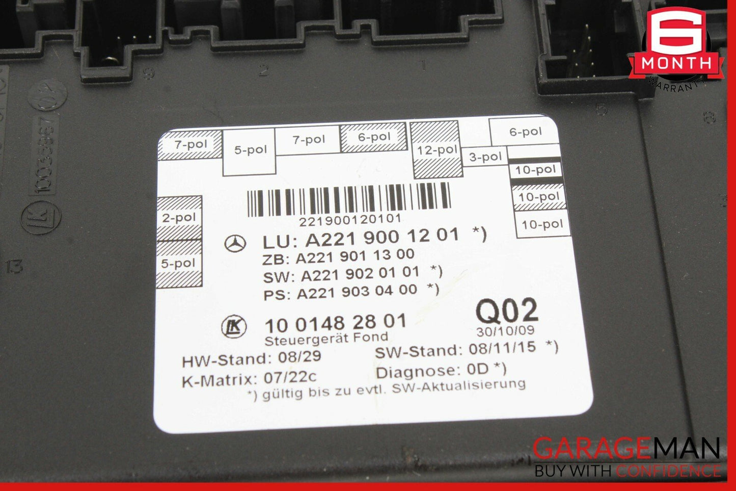 07-13 Mercedes W221 S400 S550 Rear Left / Right Side Door Control Module Q02 OEM