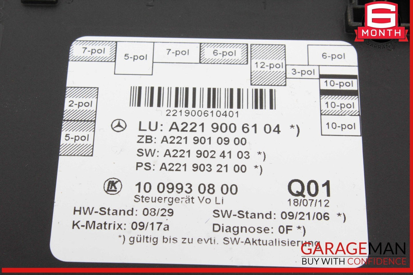10-13 Mercedes W221 S550 S500 S63 AMG Front Left Side Door Control Module Unit