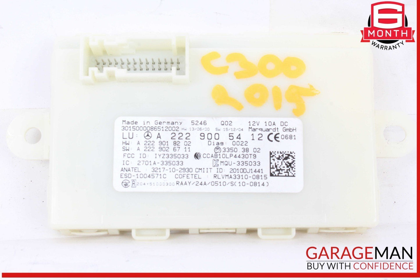 14-19 Mercedes W205 C300 S550 GLC350 Keyless Go Entry Control Module Unit OEM